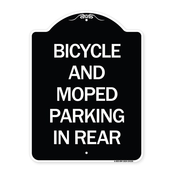 Bicycle and Moped Parking in Rear Heavy-Gauge Aluminum Architectural Sign, 24" x 18", BW-1824-24326